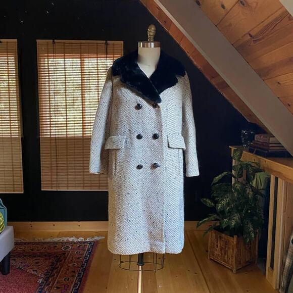 Vintage Fur Lined Pea Coat - Picture 1 of 10